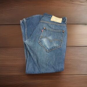 Levi’s Levi Straus 511 Mens Distressed Wallet Mark Blue Denim Jeans 33 X 29